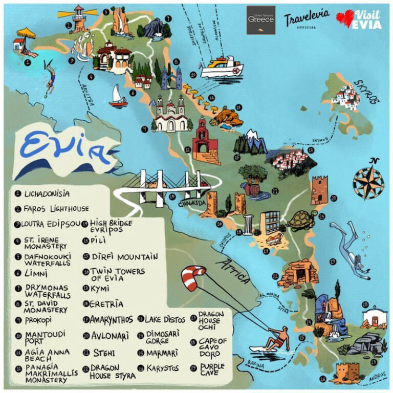 Vivea Map A Travel Guide to Evia, Greece - Evia Private Tours | Greece